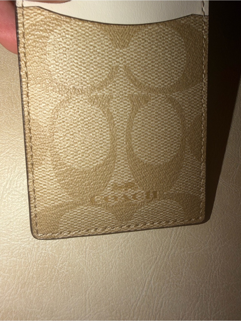 Coach Signature Canvas Light Khaki Cream Card Holder ID Lanyard - Picture 3 of 8